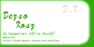 dezso kosz business card